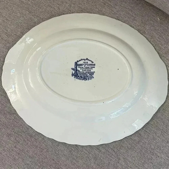 Vintage Royal Tudor Ware England Coaching Taverns 1828 Serving Oval Platter Tray - Picture 4 of 4
